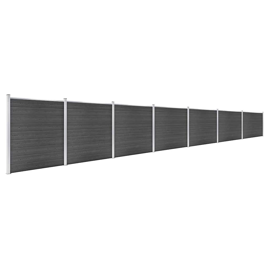 Set Pannelli di Recinzione in WPC 1218x186 cm Nero vidaXL