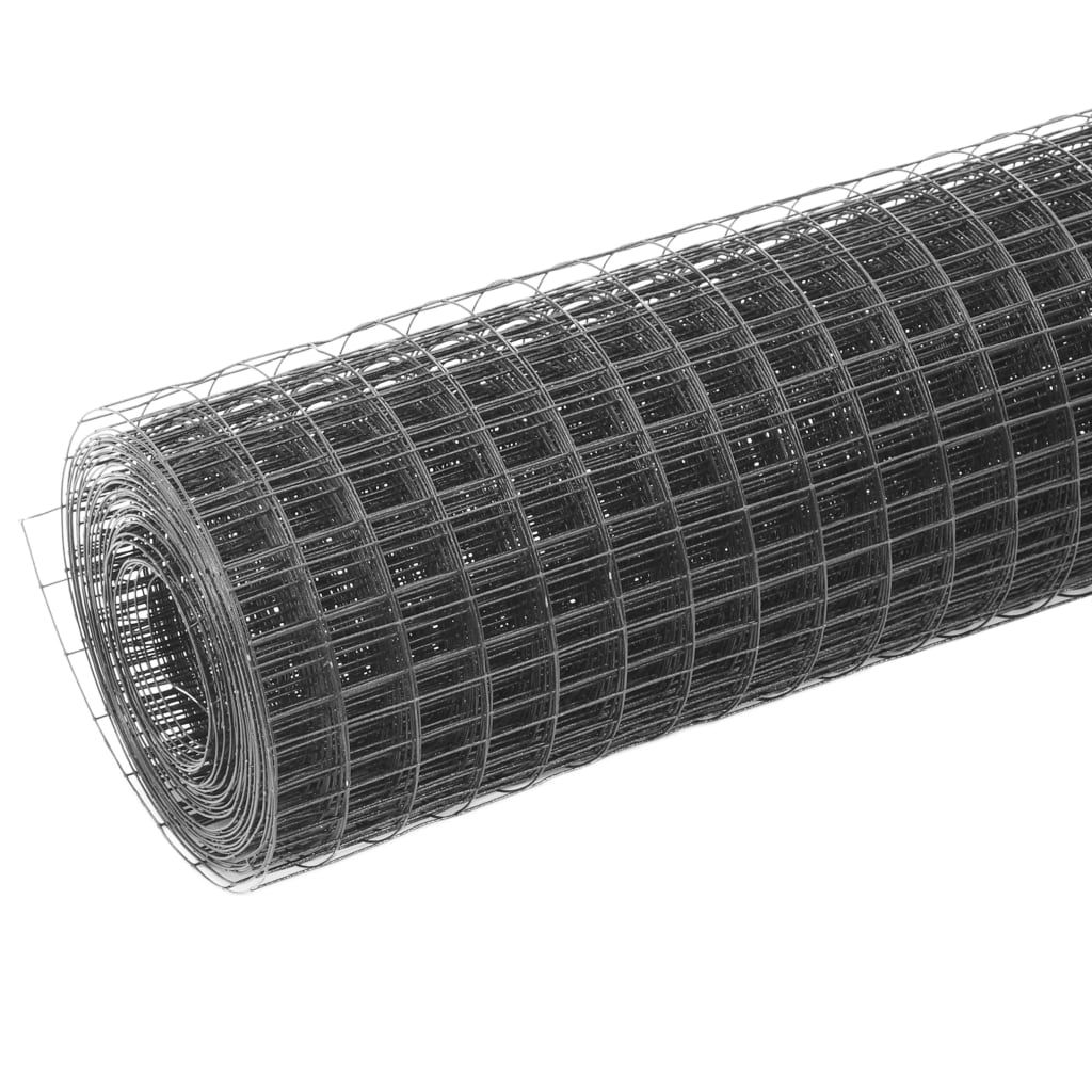 Recinzione in Rete per Pollaio in Acciaio e PVC 10x0,5 m Grigia vidaXL