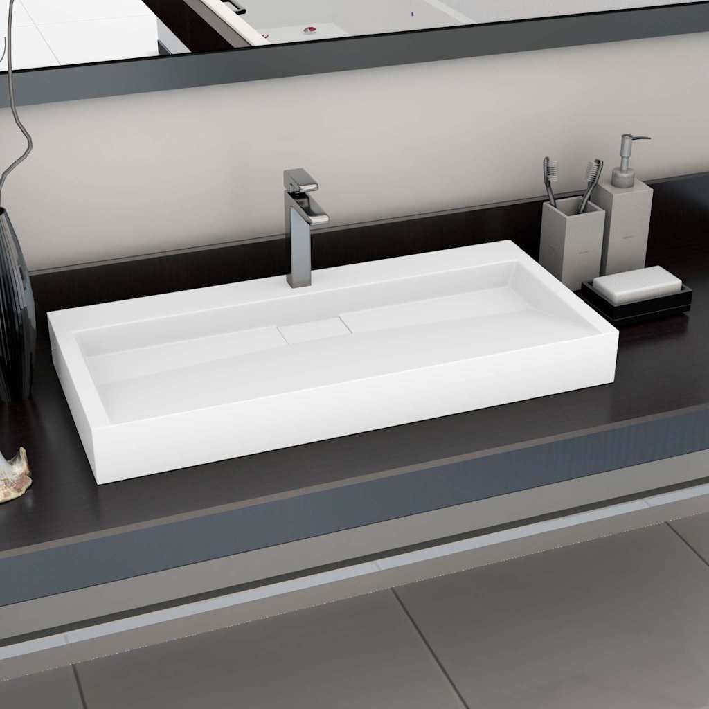 Lavandino 100x46x11 cm Blocco in Marmo/Minerale Bianco vidaXL