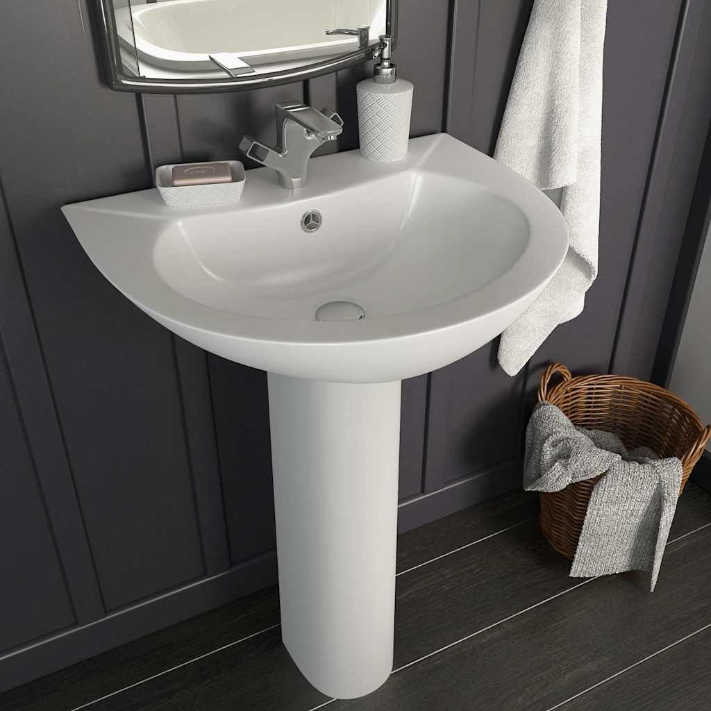 Lavandino a Colonna in Ceramica Bianca 520x440x190 mm vidaXL