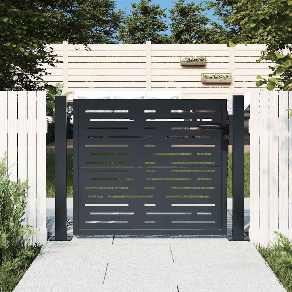 Cancello da giardino antracite 100x75 cm in acciaio design quadrato vidaXL