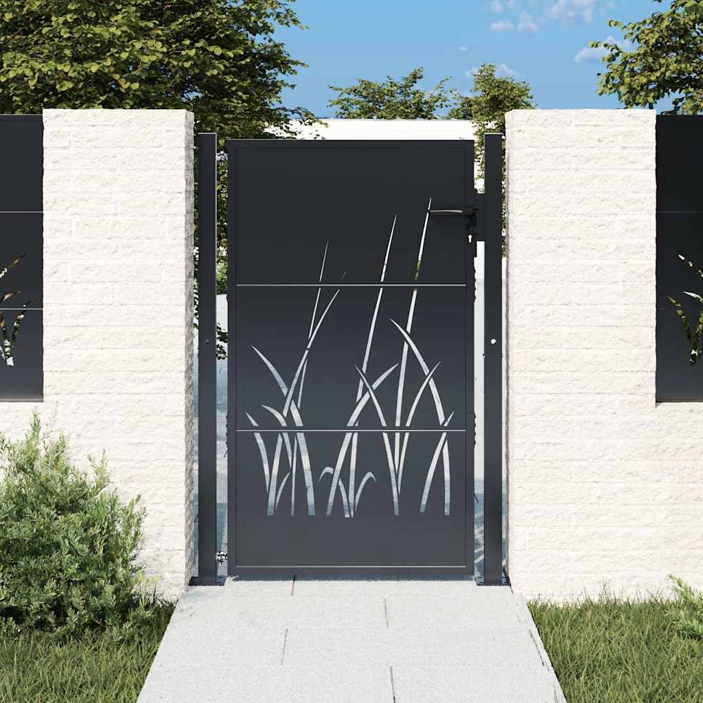Cancello da giardino antracite 100x125 cm in acciaio design erba vidaXL