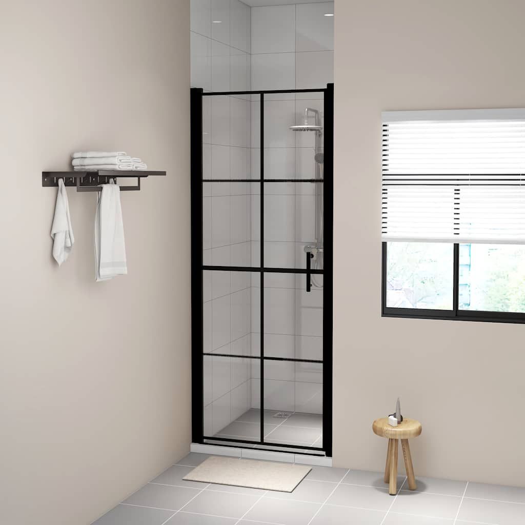 Porta per Doccia in Vetro Temperato 91x195 cm Nera vidaXL