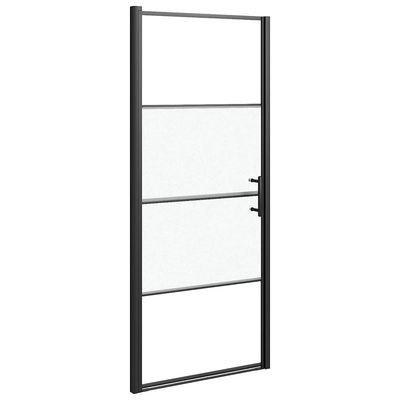 Parete Doccia 91x195 cm Vetro Temperato Semi Smerigliato Nero vidaXL
