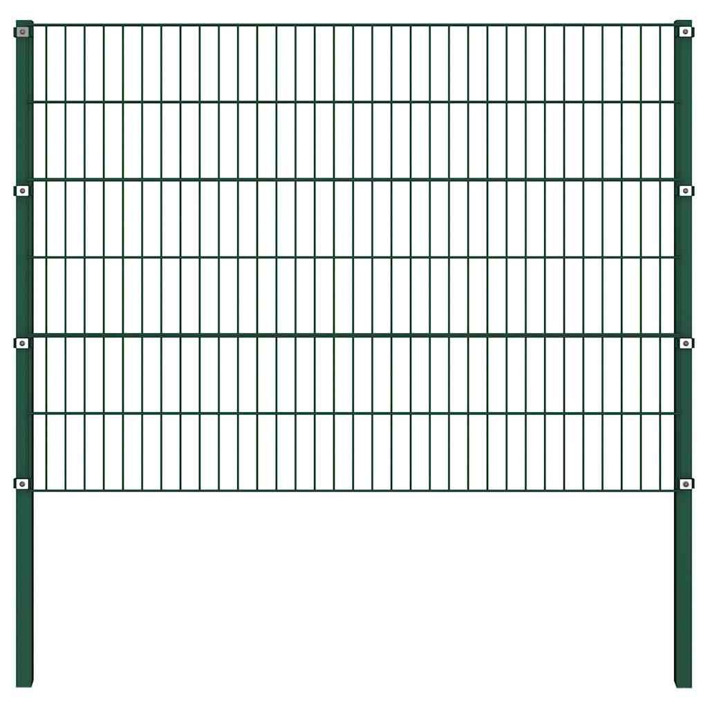 Pannello di recinzione con pali in ferro 522x120 cm verde vidaXL