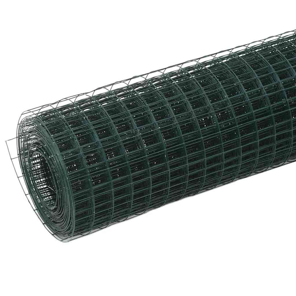 Recinzione in Rete per Pollaio in Acciaio e PVC 25x1,5 m Verde vidaXL