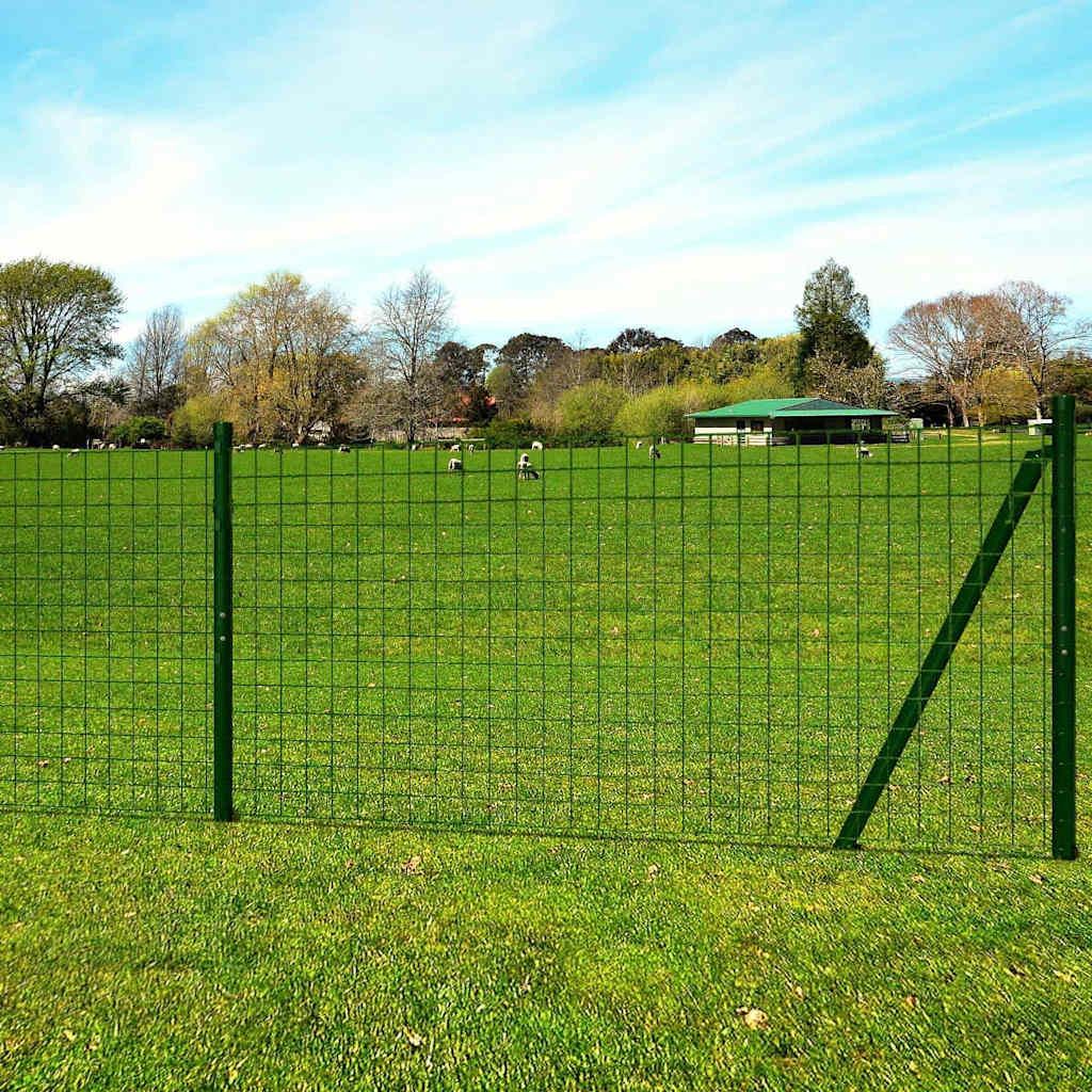 Recinzione Euro in Acciaio 25x1,7 m Verde vidaXL