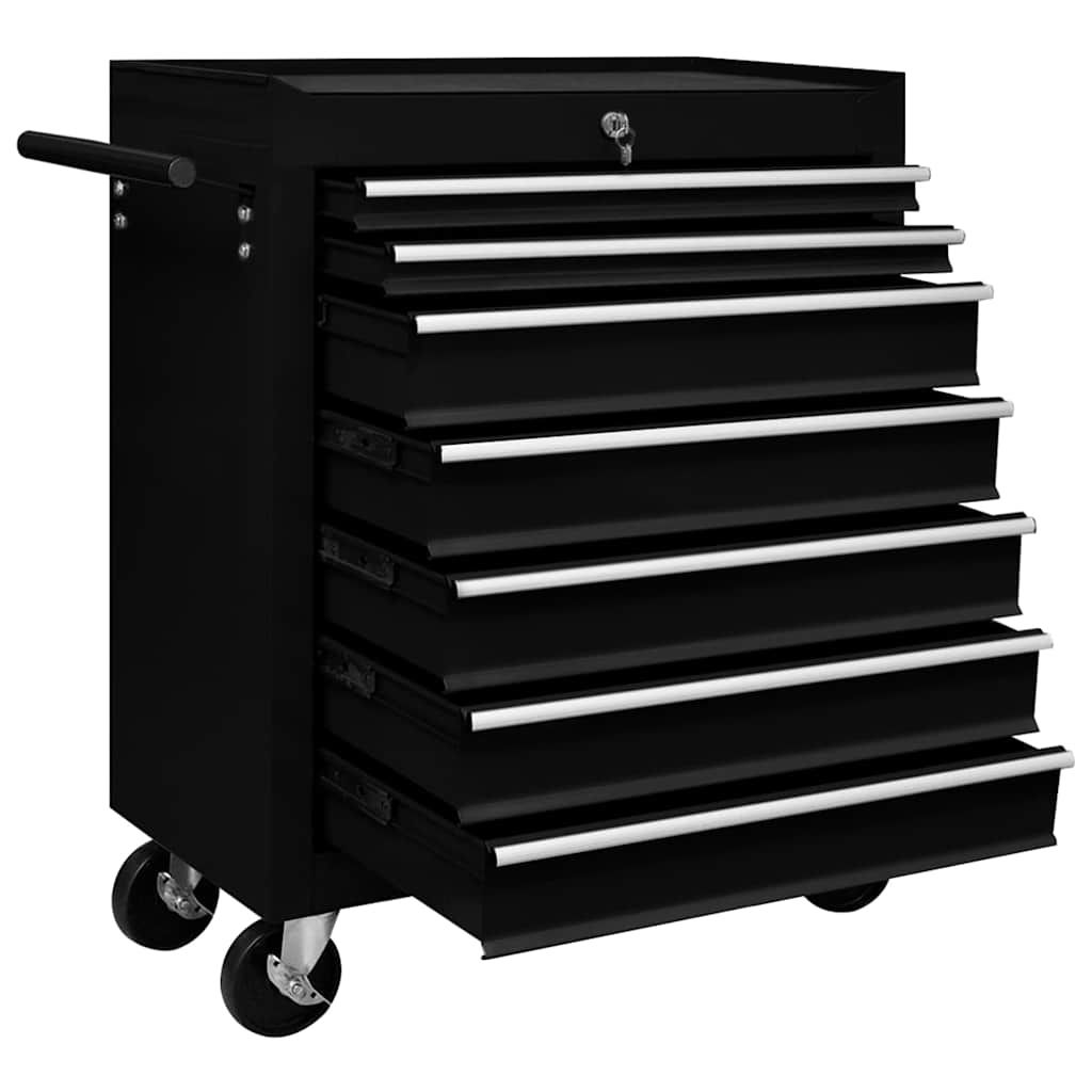 Carrello Portautensili con 7 Cassetti per Officina Nero vidaXL