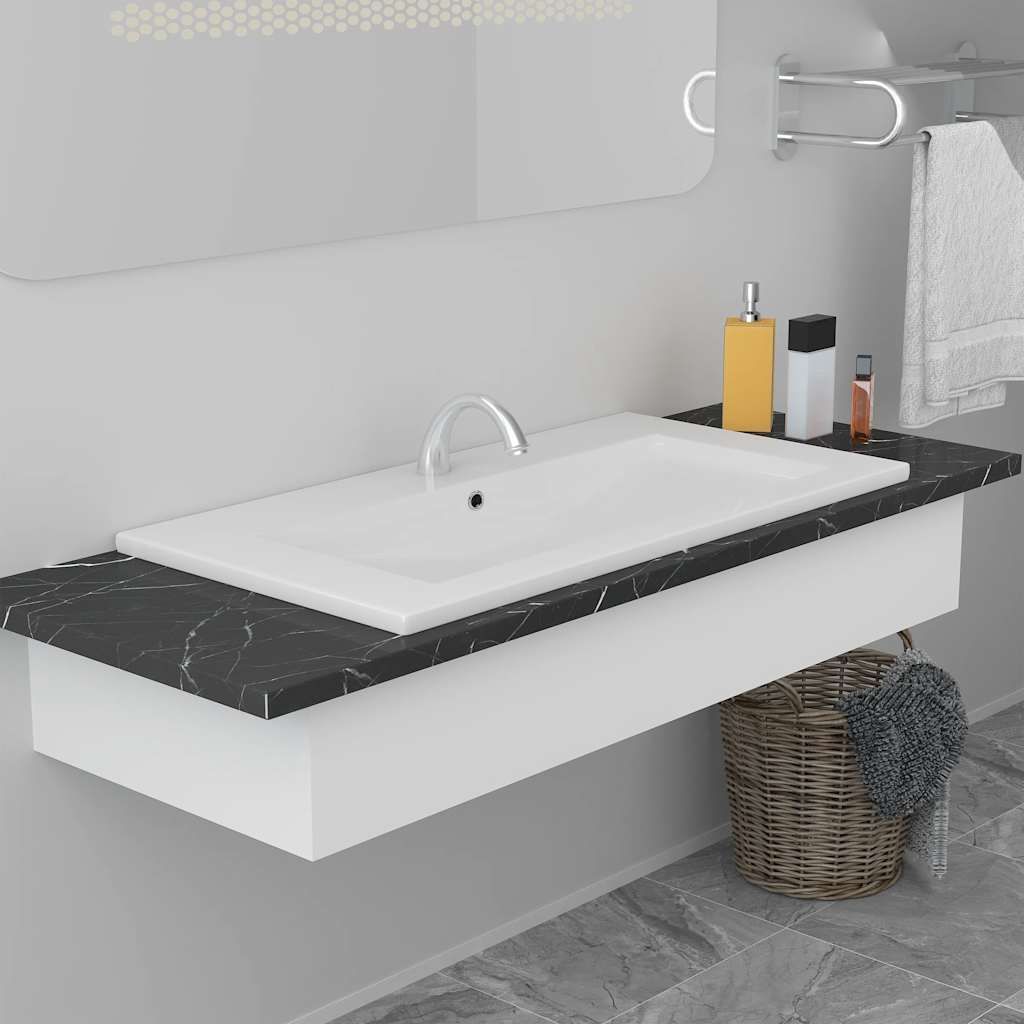 Lavabo da Incasso 91x39,5x18,5 cm in Ceramica Bianco vidaXL