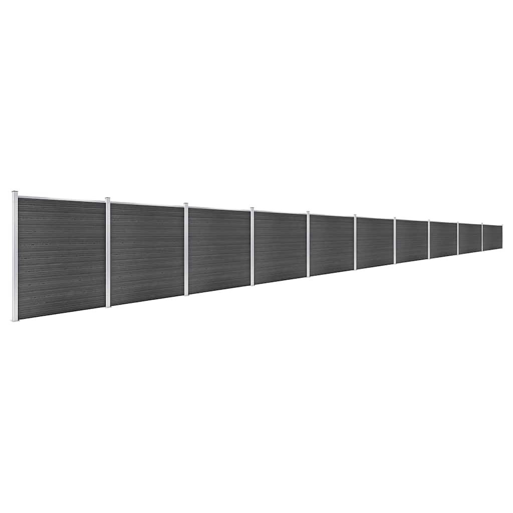 Set Pannelli di Recinzione in WPC 1737x186 cm Nero vidaXL
