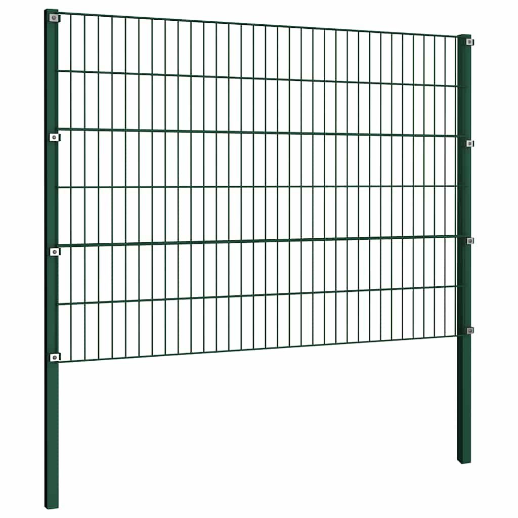Pannello di recinzione con pali in ferro 176,5x120 cm verde vidaXL