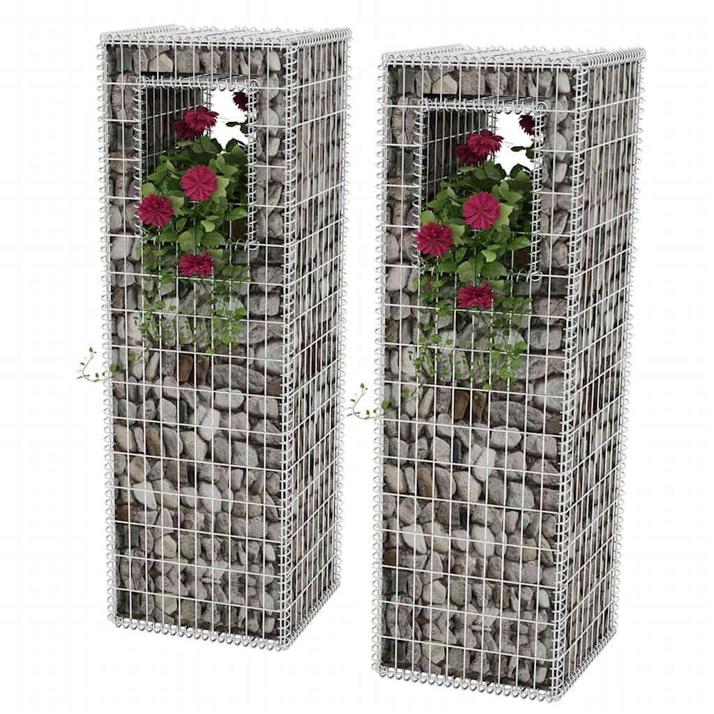 Pali/Fioriere in Gabbione in Rete 2 pz in Acciaio 50x50x160 cm vidaXL