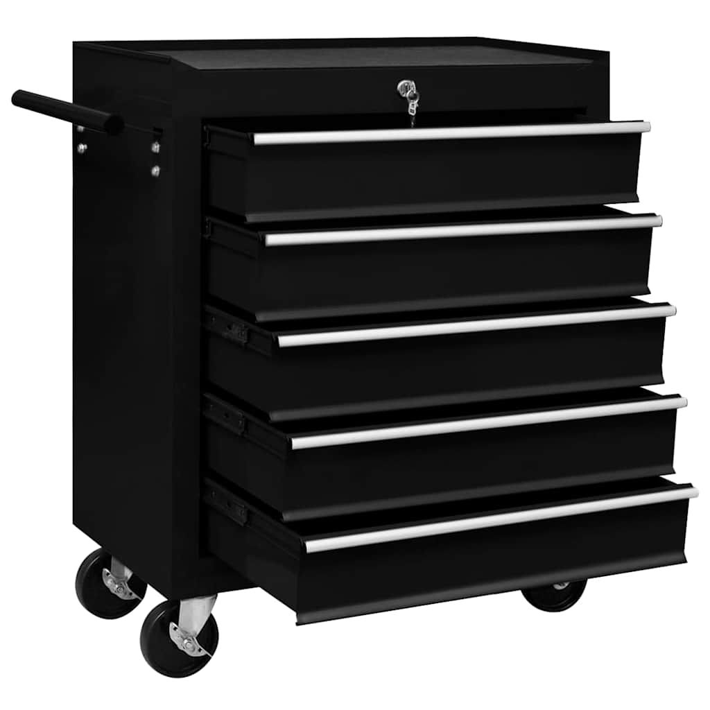 Carrello Portautensili con 5 Cassetti per Officina Nero vidaXL
