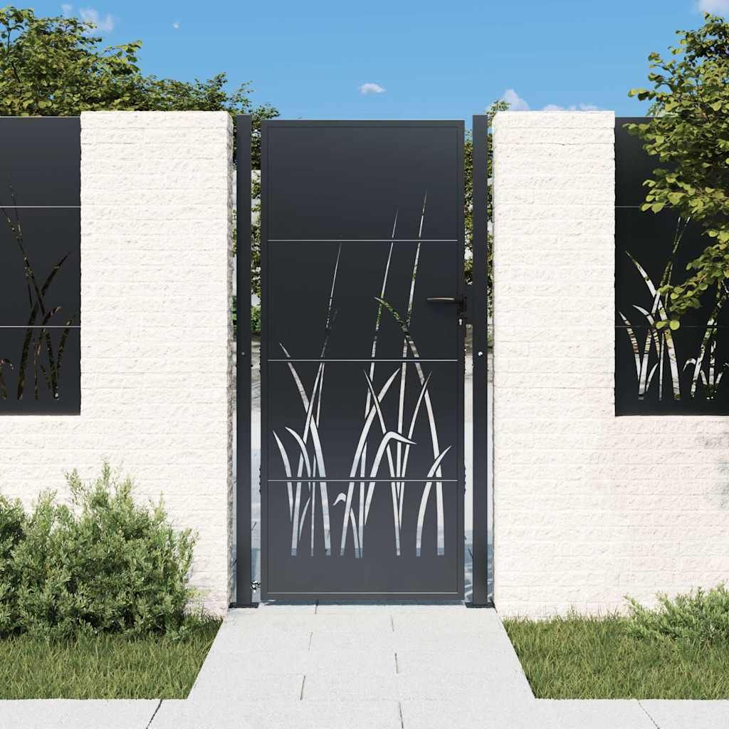 Cancello da giardino antracite 100x200 cm in acciaio design erba vidaXL