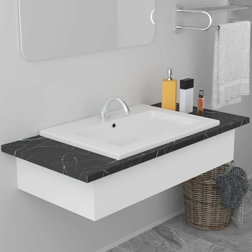 Lavabo da Incasso 61x39,5x18,5 cm in Ceramica Bianco vidaXL