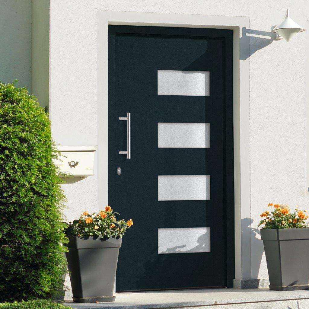 Porta d'Ingresso in Alluminio e PVC Antracite 100x210 cm vidaXL