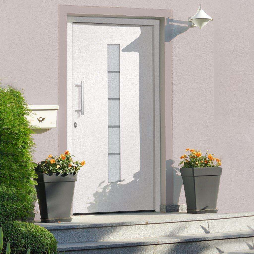 Porta d'Ingresso in Alluminio e PVC Bianco 100x200 cm vidaXL