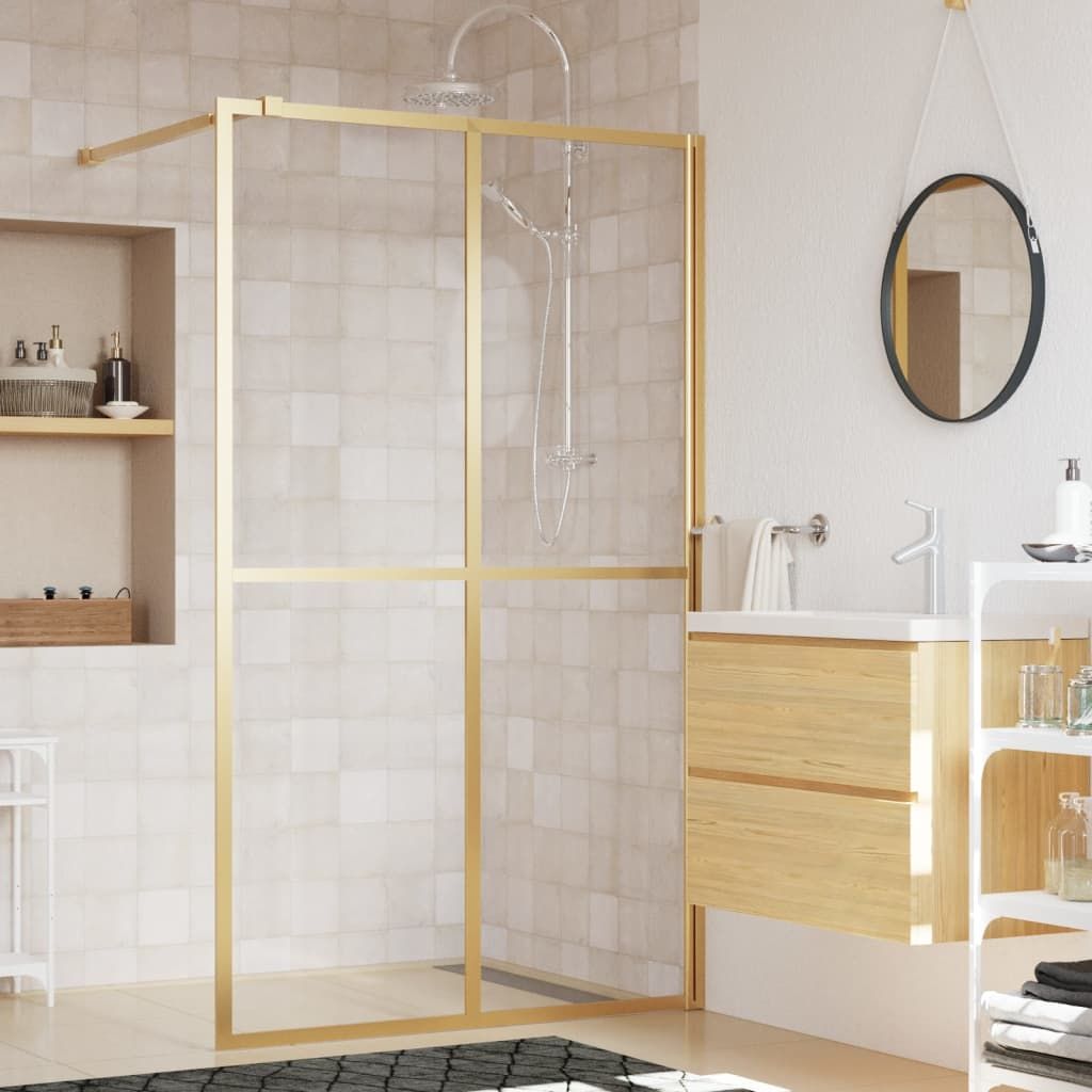 Parete per Doccia Walk-in Vetro Trasparente ESG 140x195 cm Oro vidaXL