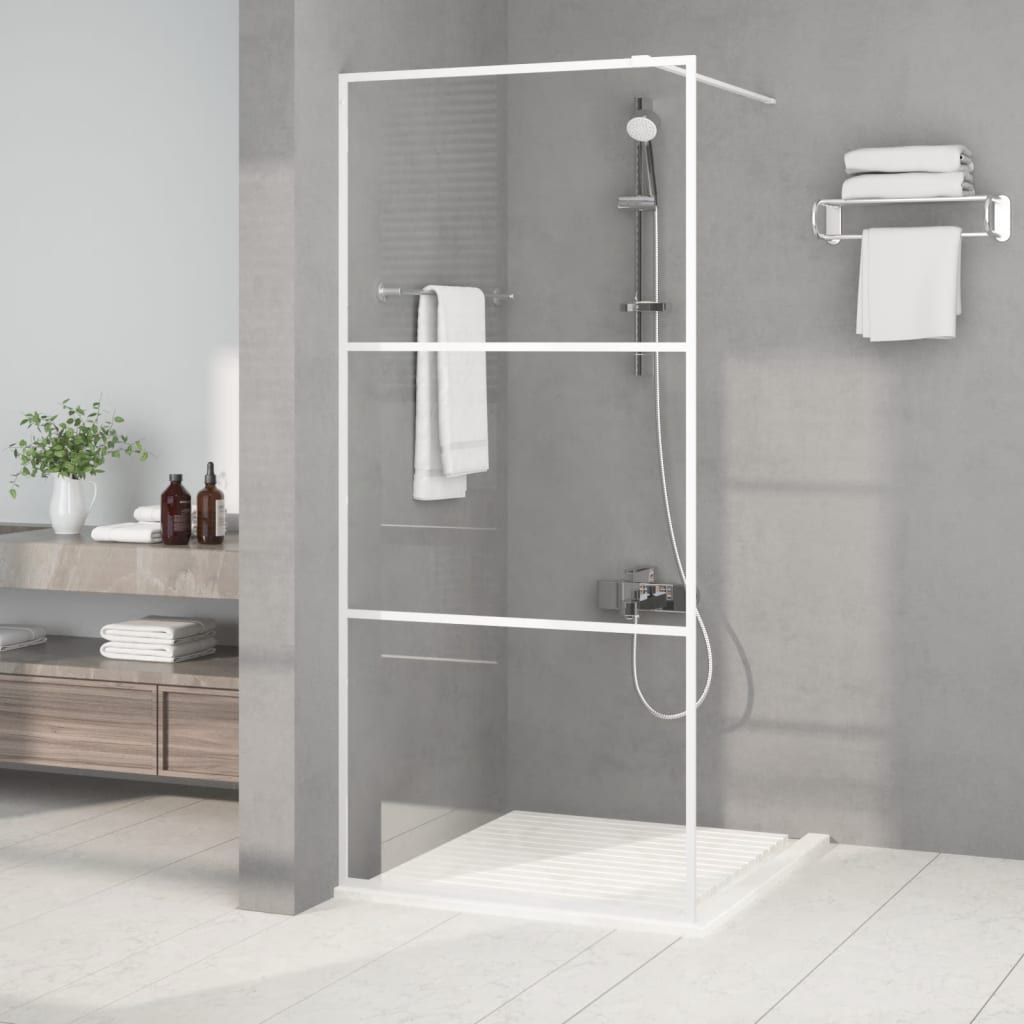 Parete Doccia Walk in Bianca 90x195 cm Vetro Trasparente ESG vidaXL