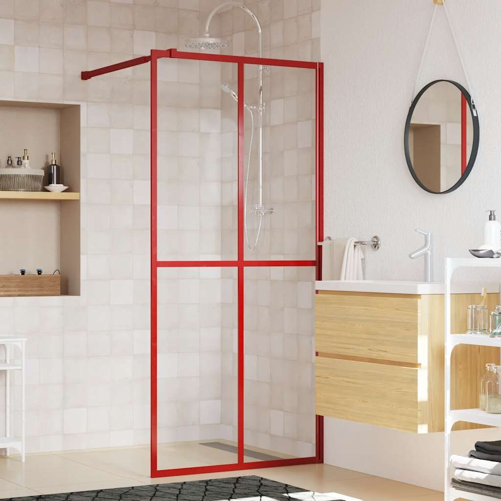 Parete per Doccia Walk-in Vetro Trasparente ESG 100x195cm Rossa vidaXL