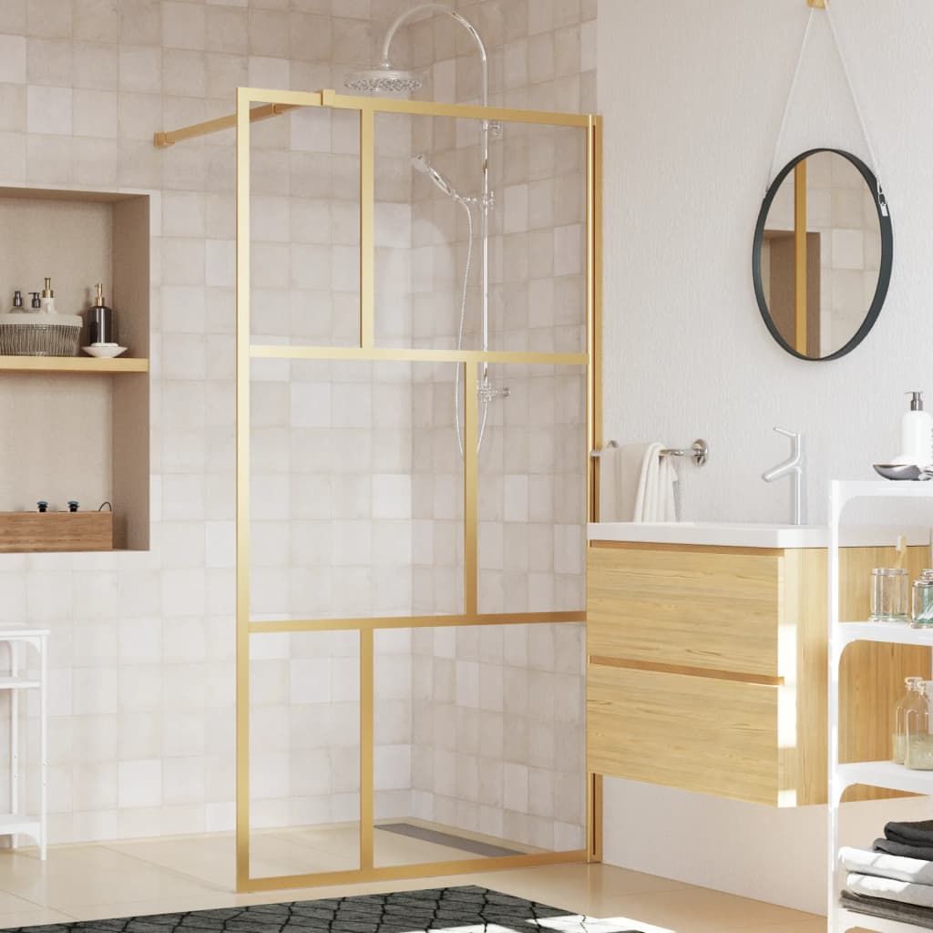 Parete per Doccia Walk-in Vetro Trasparente ESG 115x195 cm Oro vidaXL