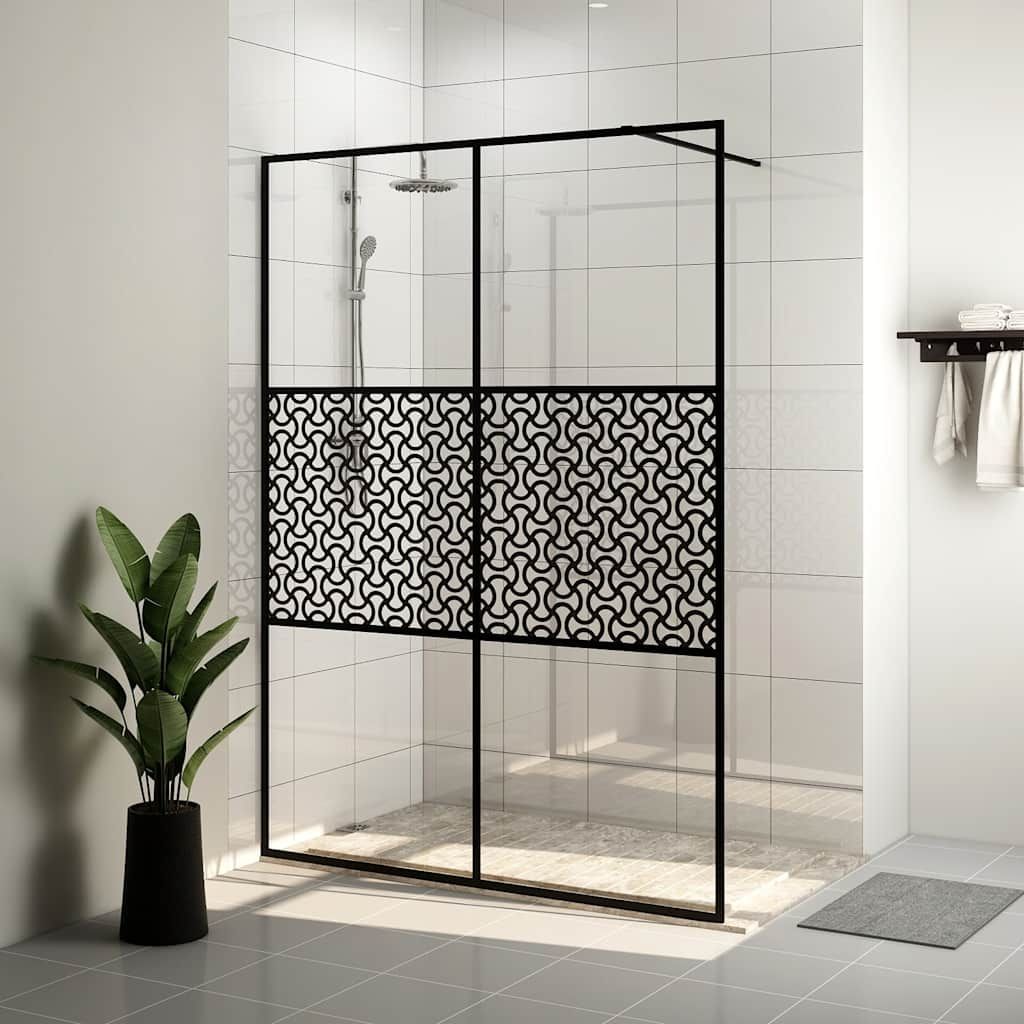 Parete per Doccia Walk-in Vetro Trasparente ESG 140x195cm Nera vidaXL
