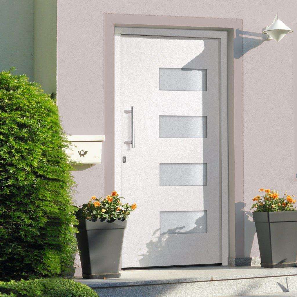 Porta d'Ingresso in Alluminio e PVC Bianco 100x200 cm vidaXL