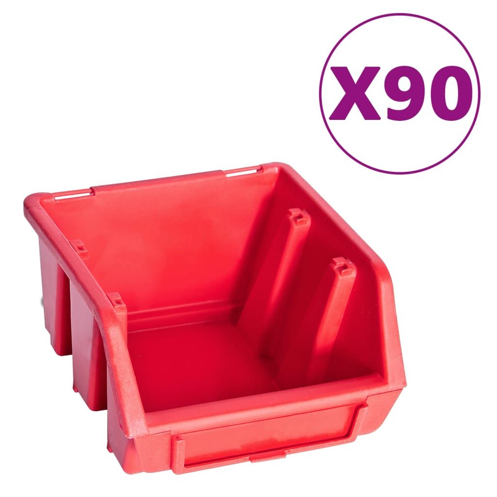 Kit Contenitori 96 pz con Pannelli a Parete Rosso e Nero vidaXL