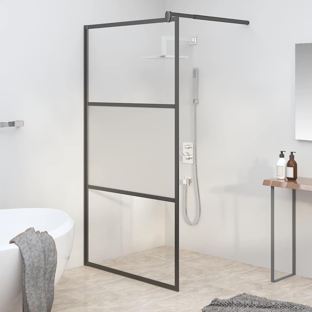 Parete Doccia Walk in 100x195cm Vetro Semi Smerigliato ESG Nero vidaXL