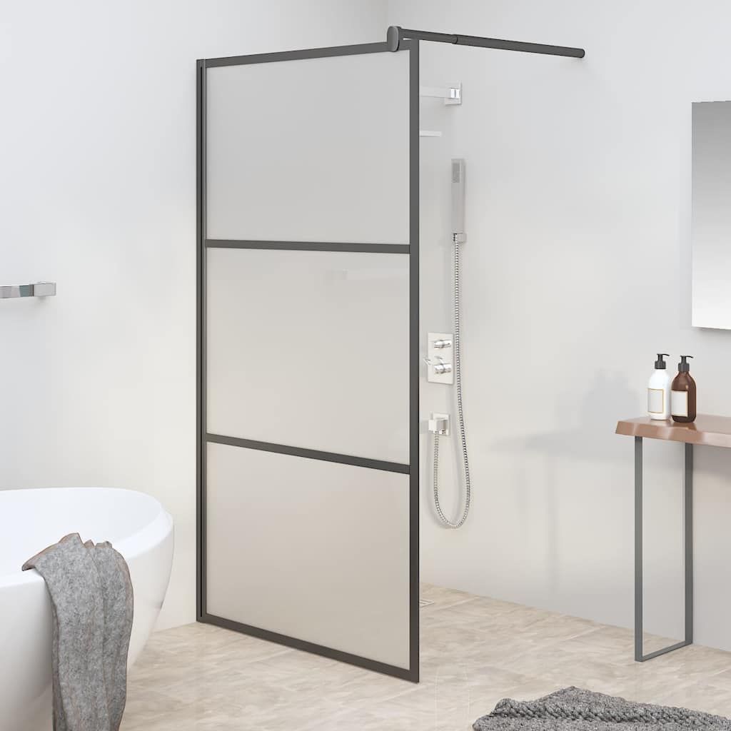 Parete Doccia Walk in 100x195 cm in Vetro Smerigliato ESG Nero vidaXL