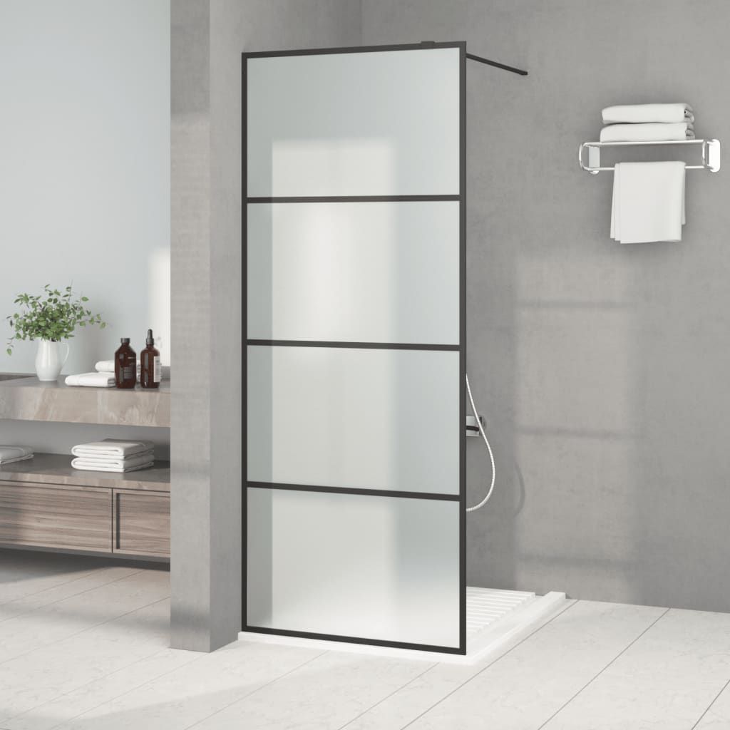 Parete Doccia Walk in Nera 80x195 cm Vetro Smerigliato ESG vidaXL