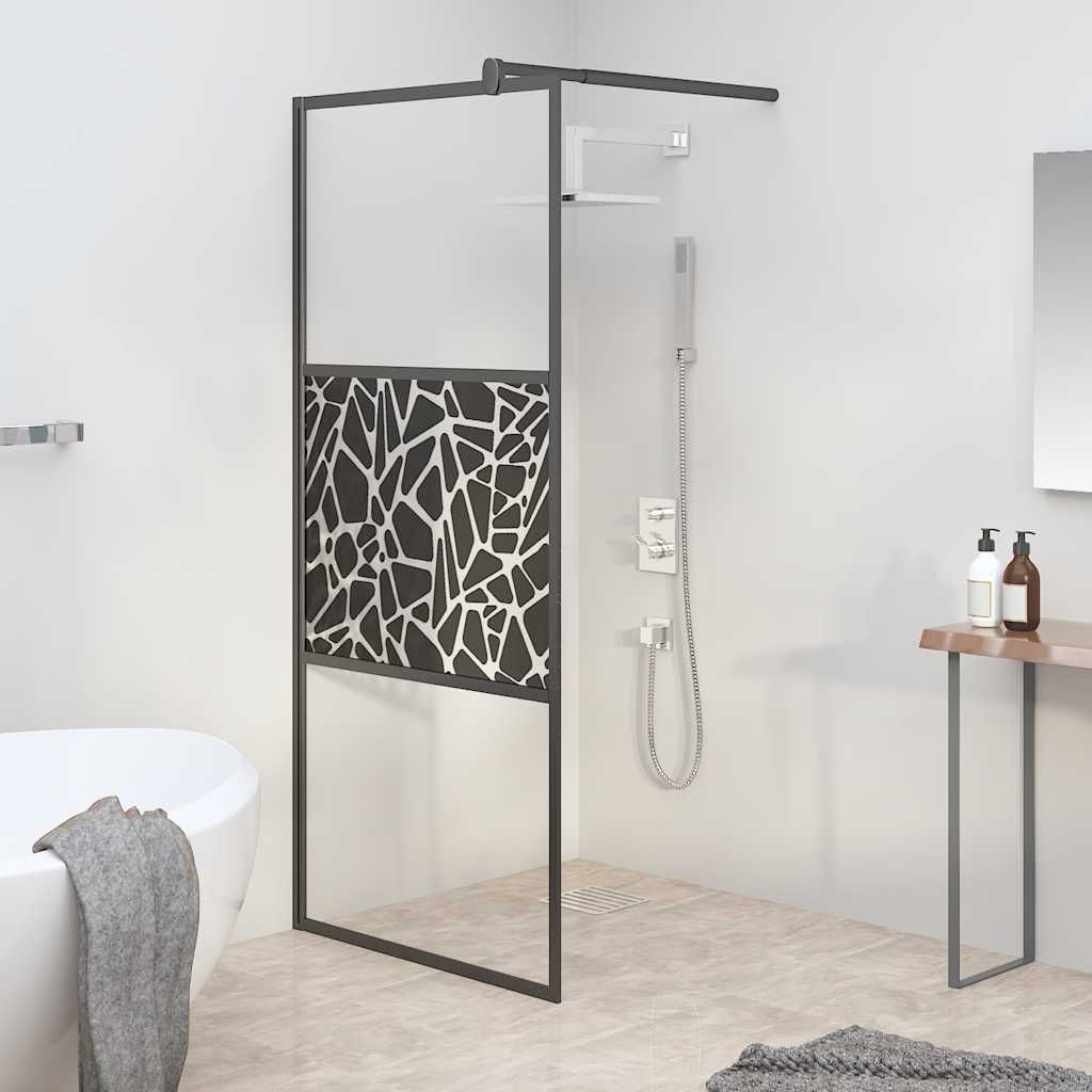 Parete Doccia Walk in 80x195cm Vetro ESG con Design Pietre Nero vidaXL