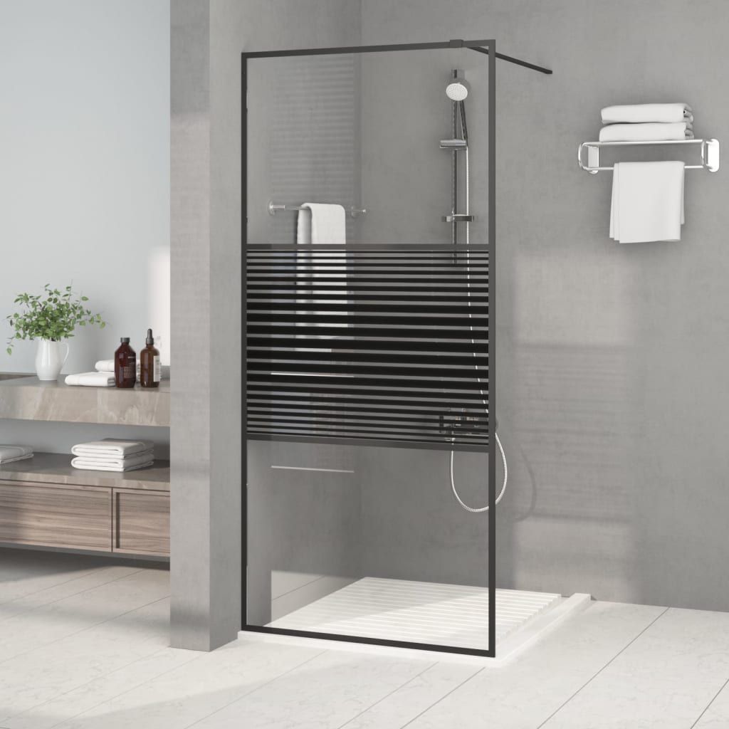 Parete Doccia Walk in Nero 90x195 cm Vetro Trasparente ESG vidaXL