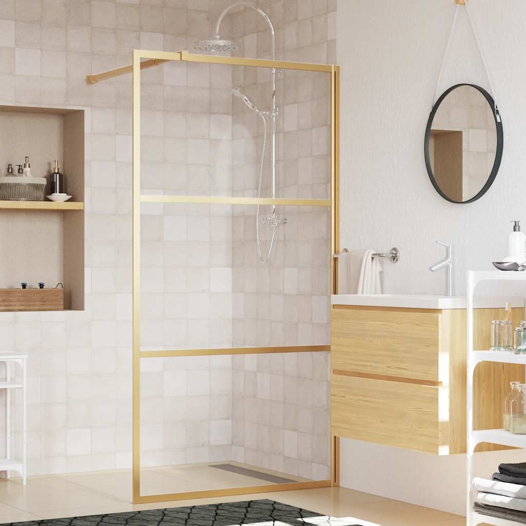 Parete per Doccia Walk-in Vetro Trasparente ESG 115x195 cm Oro vidaXL