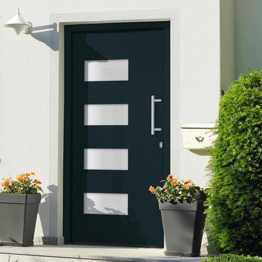Porta d'Ingresso in Alluminio e PVC Antracite 100x200 cm vidaXL