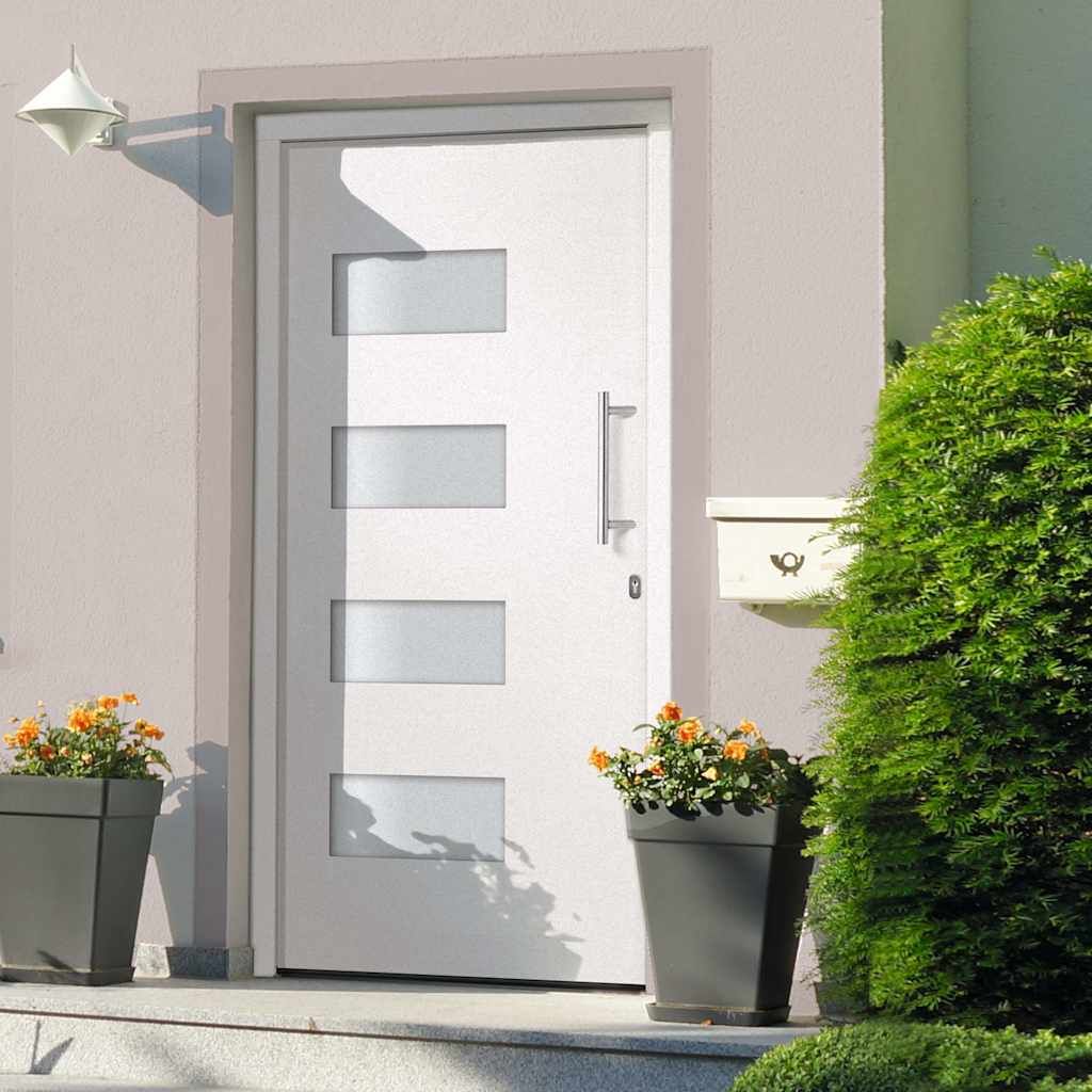 Porta d'Ingresso in Alluminio e PVC Bianco 110x210 cm vidaXL