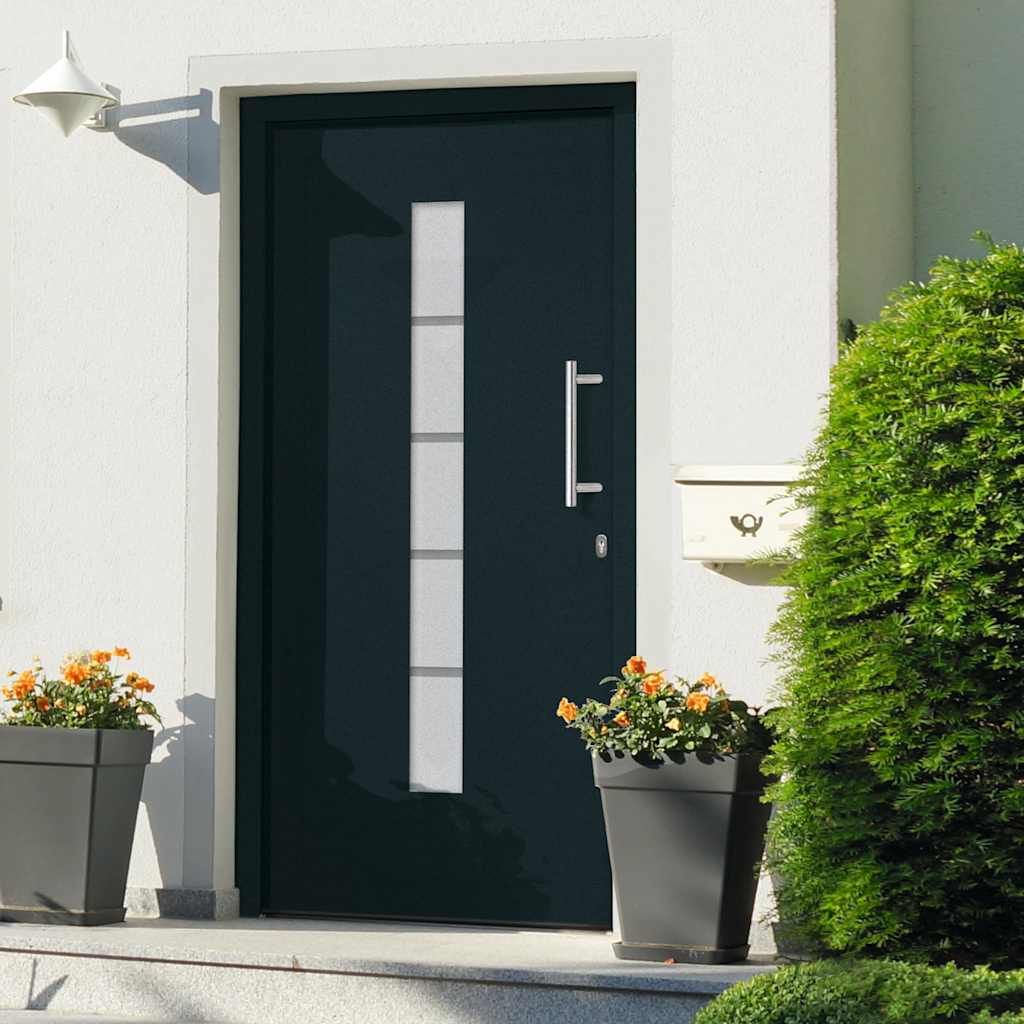 Porta d'Ingresso in Alluminio e PVC Antracite 100x200 cm vidaXL