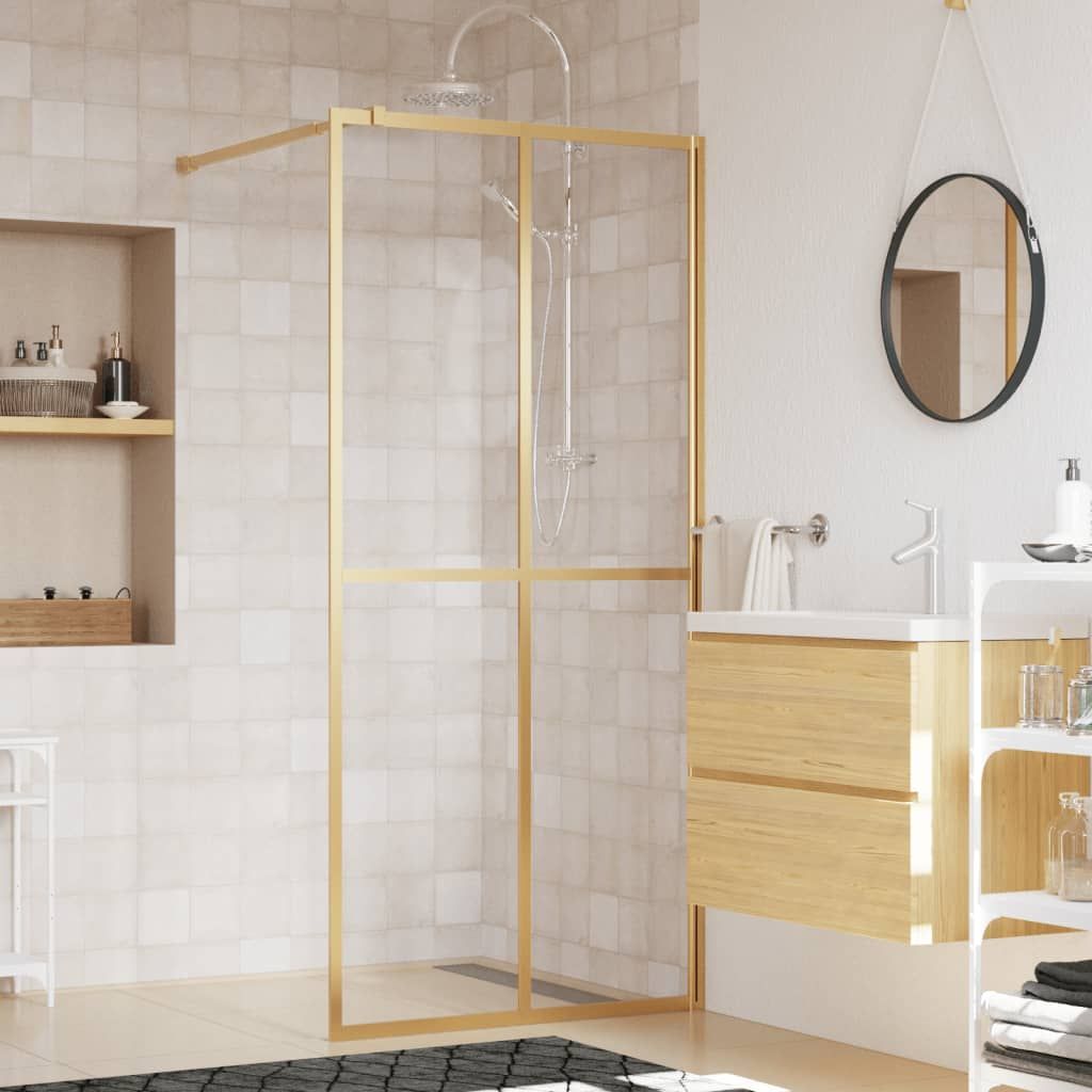 Parete per Doccia Walk-in Vetro Trasparente ESG 100x195 cm Oro vidaXL