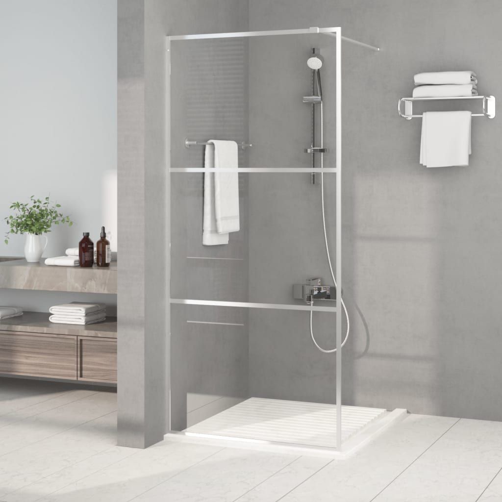 Parete Doccia Walk in Argento 90x195 cm Vetro Trasparente ESG vidaXL