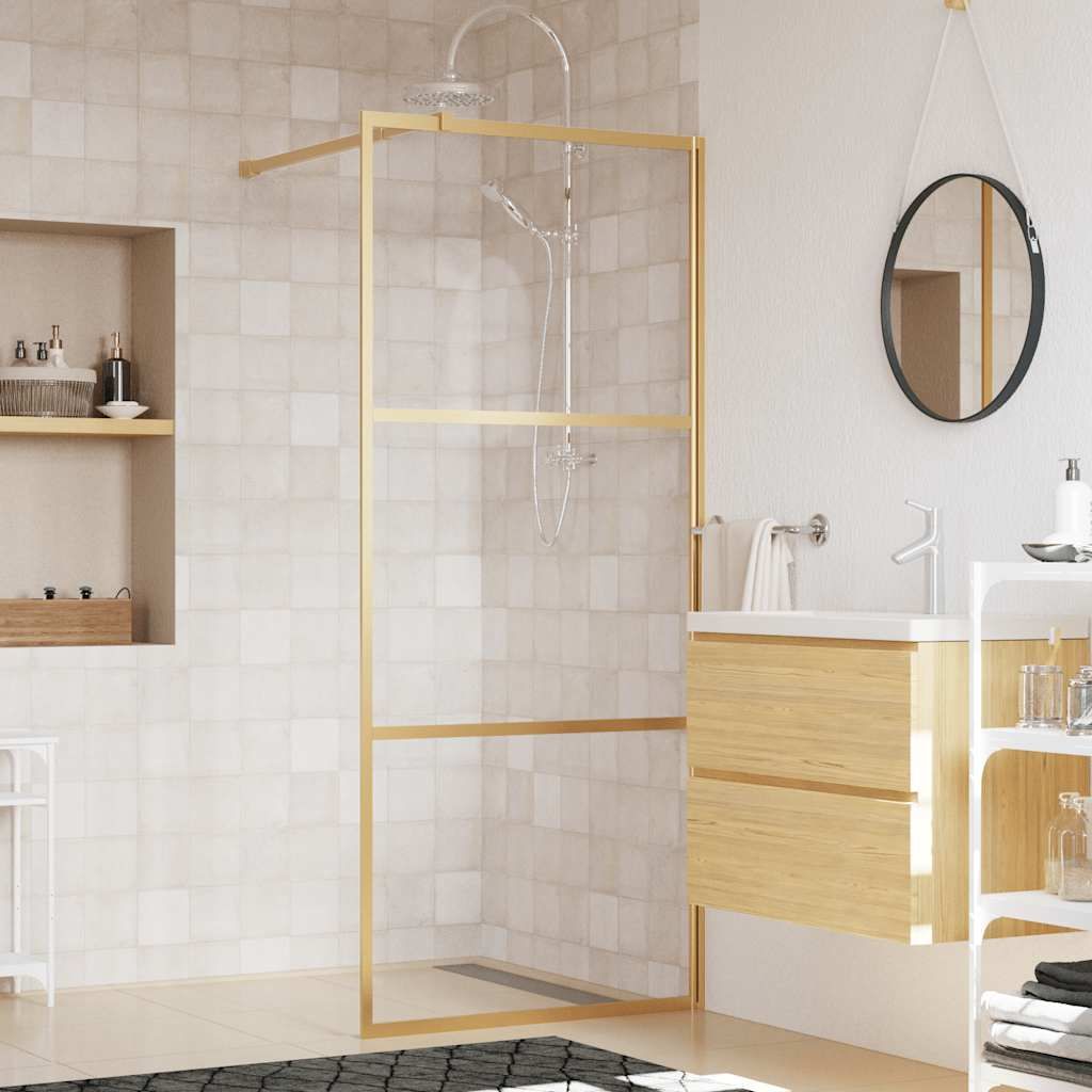 Parete per Doccia Walk-in Vetro Trasparente ESG 80x195 cm Oro vidaXL