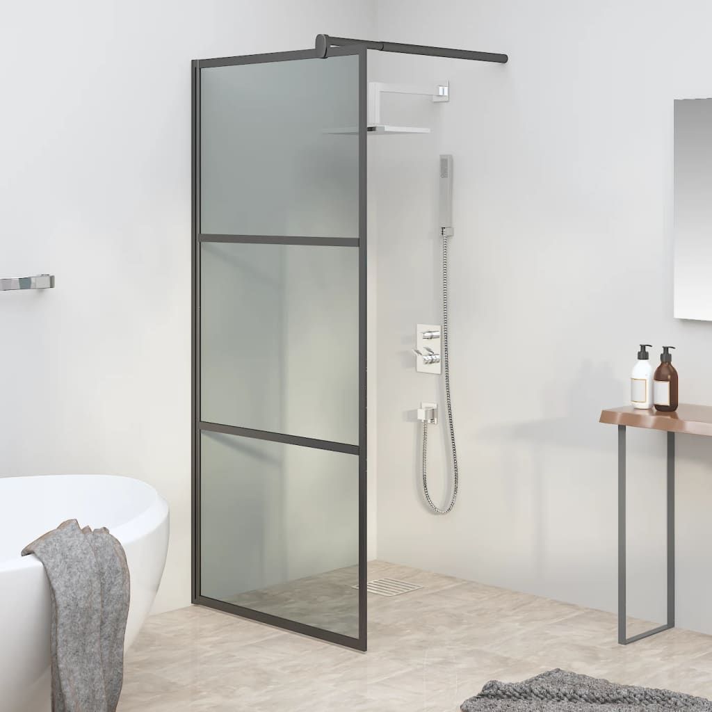 Parete Doccia Walk in 80x195 cm in Vetro Scuro ESG Nero vidaXL