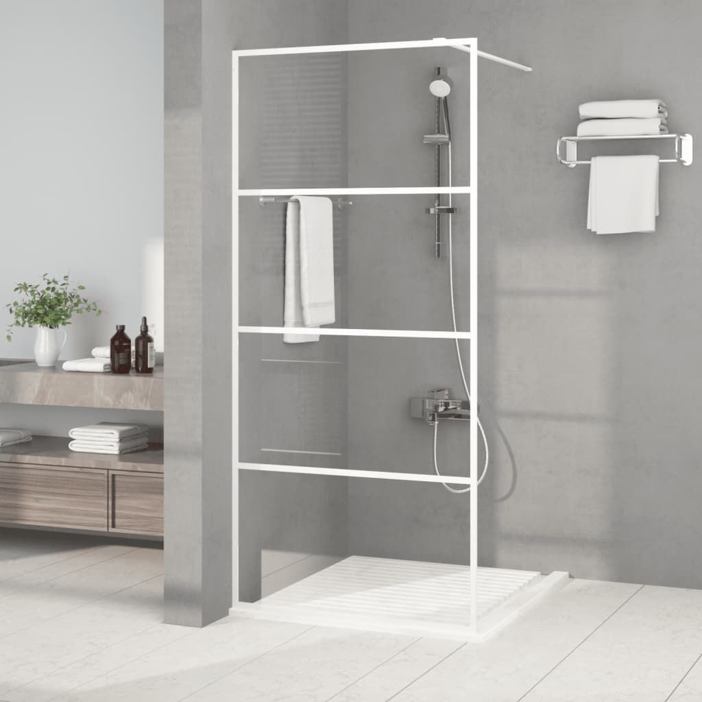 Parete Doccia Walk in Bianca 90x195 cm Vetro Trasparente ESG vidaXL