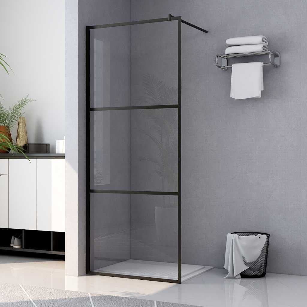 Parete Doccia Walk-in in Vetro Trasparente ESG Nera 115x195 cm vidaXL