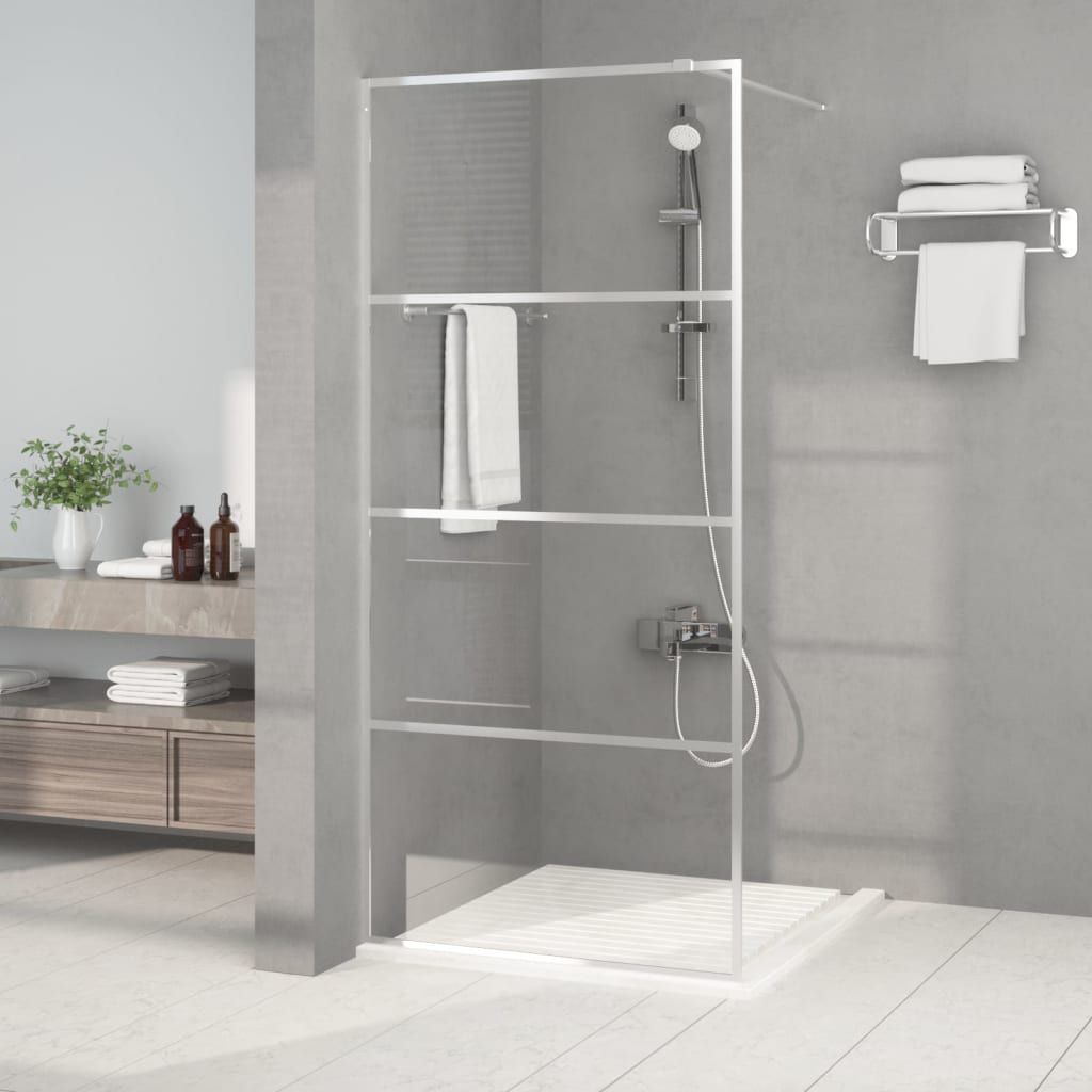 Parete Doccia Walk in Argento 90x195 cm Vetro Trasparente ESG vidaXL
