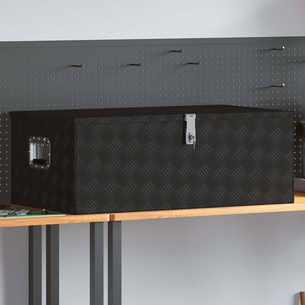 Contenitore Portaoggetti Nero 100x55x37 cm in Alluminio vidaXL