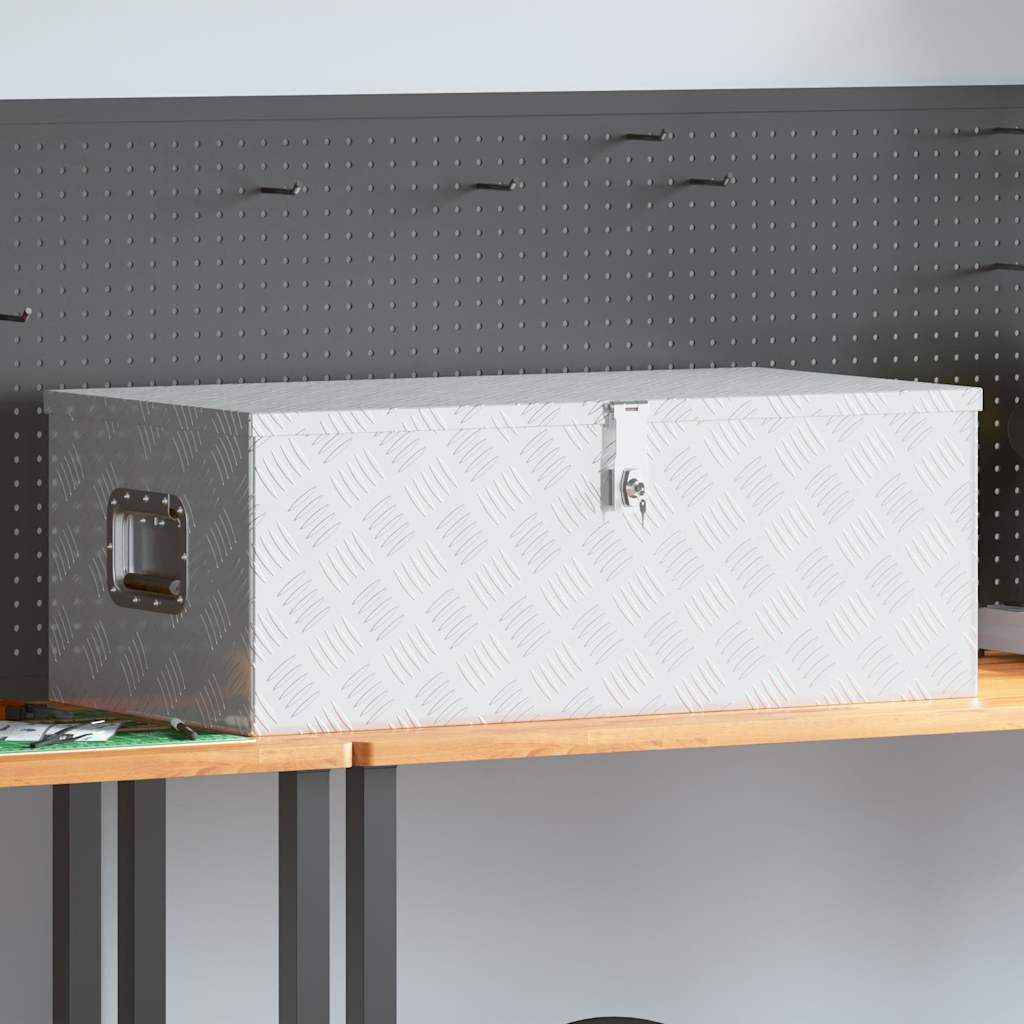 Contenitore Portaoggetti Argento 90x47x33,5 cm in Alluminio vidaXL