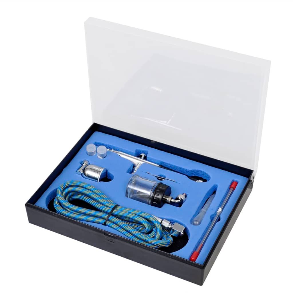 Set Aerografo con Barattolo di Vetro Ugelli 0,2 / 0,3 / 0,5 mm vidaXL