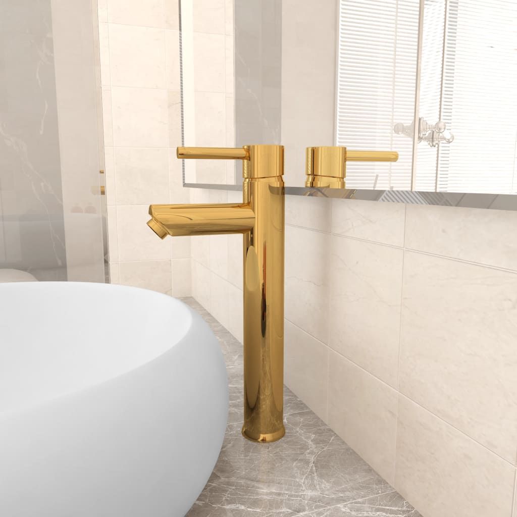 Rubinetto Miscelatore da Bagno Oro 12x30 cm vidaXL