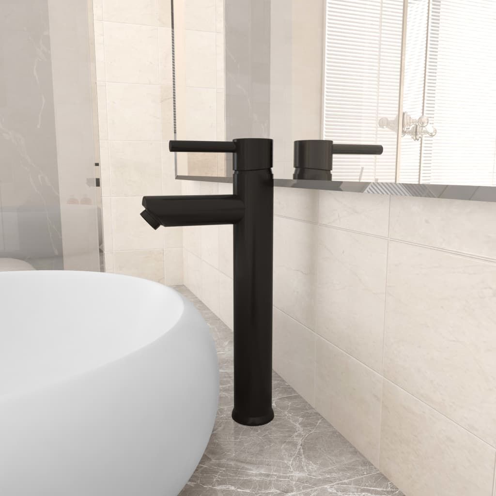 Rubinetto Miscelatore da Bagno Nero 12x30 cm vidaXL