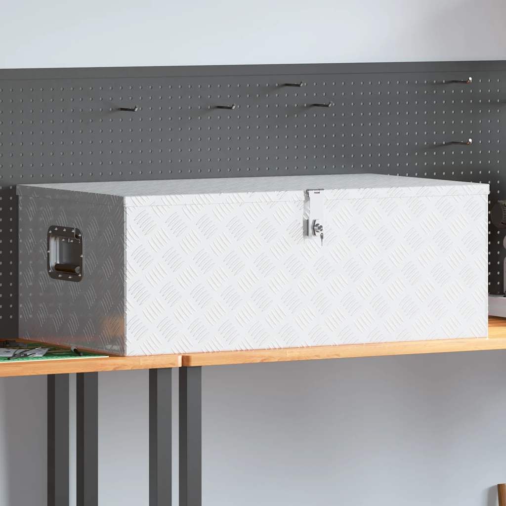 Contenitore Portaoggetti Argento 100x55x37 cm in Alluminio vidaXL